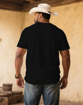 Men's Plus Size Black Western Denim Neck Geometric Print V-Neck Short Sleeve Tee